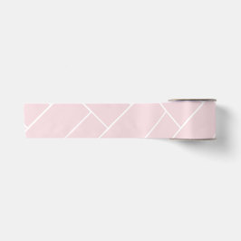 Pastel Roze met een Wit Geometrisch Patroon Satijnen Lint
