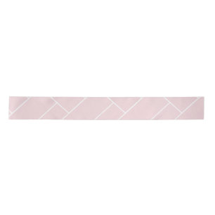 Pastel Roze met een Wit Geometrisch Patroon Satijnen Lint