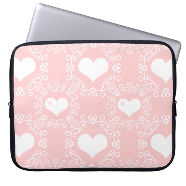 Pastel Roze met White Hearts Electronics Sleeves (Voorkant)