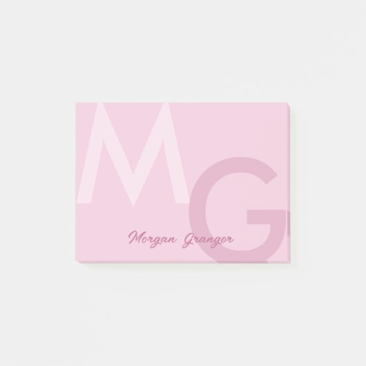 Pastel Roze Minimale Schone Moderne Grote Monogram Post-it® Notes (Voorkant)