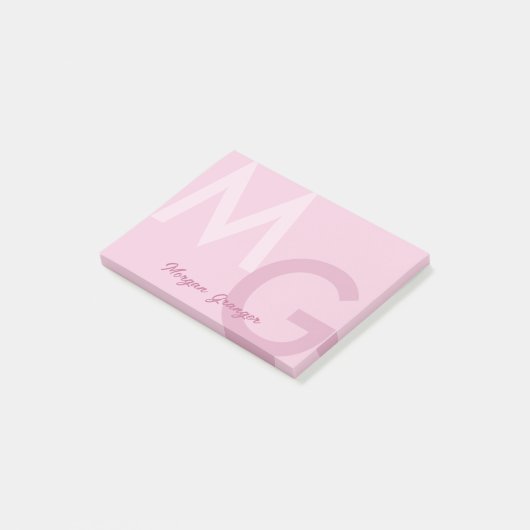 Pastel Roze Minimale Schone Moderne Grote Monogram Post-it® Notes (Schuin)