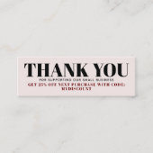 Pastel roze minimalistisch Dank u kaart Mini Visitekaartje (Voorkant)