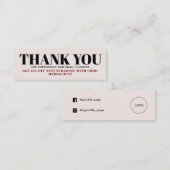Pastel roze minimalistisch Dank u kaart Mini Visitekaartje (Voorkant / Achterkant)
