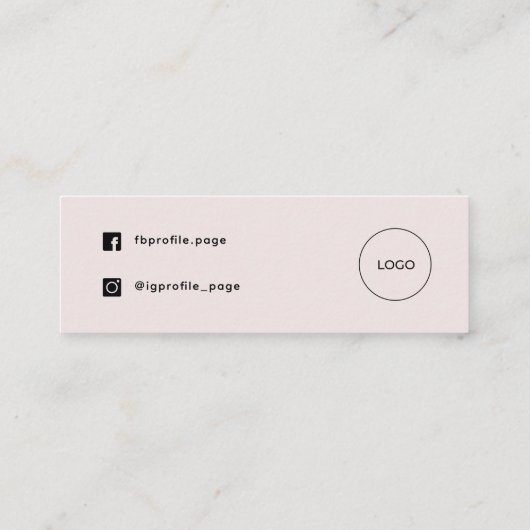 Pastel roze minimalistisch Dank u kaart Mini Visitekaartje (Achterkant)