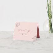 Pastel Roze Minimalistische Aardbei Verjaardag Bedankkaart (Voorkant)