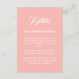 Pastel roze minimalistische bruiloft informatiekaartje