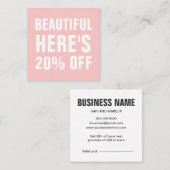 Pastel roze minimalistische trendy simpel kortingskaartje (Voorkant / Achterkant)