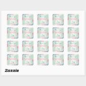 Pastel Roze Mint Blauw Dank u Business Logo Vierkante Sticker (Vel)
