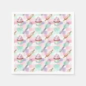 Pastel Roze & Mint Cupcake Bakpatroon Servet (Voorkant)