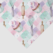 Pastel Roze & Mint Cupcake Bakpatroon Tissuepapier (Detail)