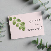 Pastel roze mint goud eucalyptus blad Bruidsmeisje Kaart