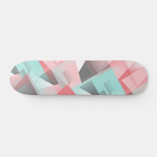 Pastel Roze Mint Green Grey White Polygon Pattern Persoonlijk Skateboard (Horizontaal)