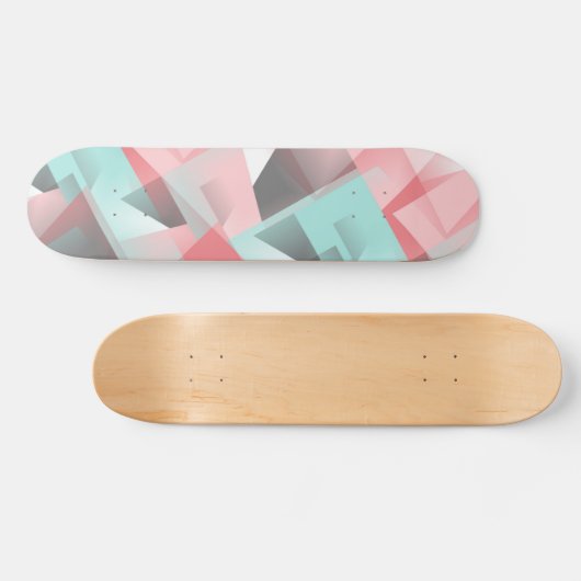 Pastel Roze Mint Green Grey White Polygon Pattern Persoonlijk Skateboard (Horizontaal)