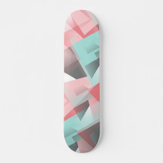 Pastel Roze Mint Green Grey White Polygon Pattern Persoonlijk Skateboard (Voorkant)