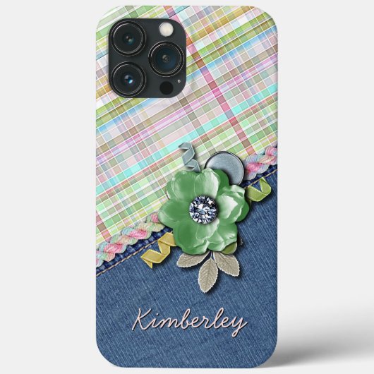 Pastel Roze Mint Groen Blauw Gingham Plaid Patroon Case-Mate iPhone Case (Achterkant)