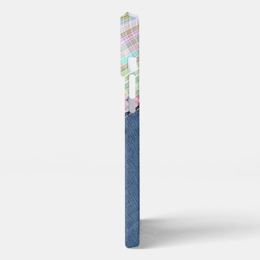 Pastel Roze Mint Groen Blauw Gingham Plaid Patroon iPhone Hoesje (Linkerkant)