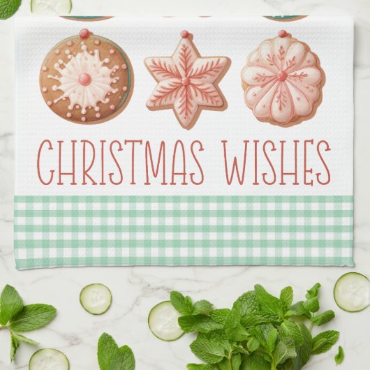 Pastel Roze Mint Groen Gingerbread Suikerkoekjes Theedoek (Gevouwen)