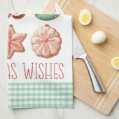 Pastel Roze Mint Groen Gingerbread Suikerkoekjes Theedoek (Quarter Fold)