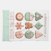 Pastel Roze Mint Groen Gingerbread Suikerkoekjes Theedoek (Horizontaal)
