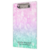 Pastel Roze & Mint-Groen Glam Bokeh Glitter Klembord (Links)