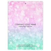 Pastel Roze & Mint-Groen Glam Bokeh Glitter Klembord (Achterkant)