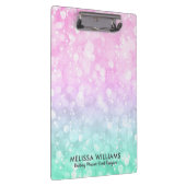 Pastel Roze & Mint-Groen Glam Bokeh Glitter Klembord (Rechts)