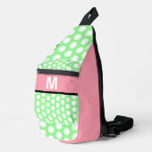 Pastel Roze Mint Groen Wit Stippen Monogram Sling Bag (Rechterhoek)