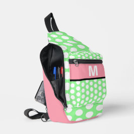 Pastel Roze Mint Groen Wit Stippen Monogram Sling Bag