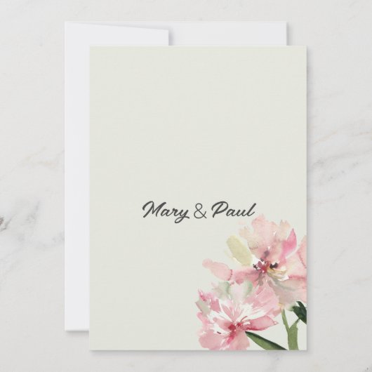 Pastel roze mint groene waterverf Boorbloemen Beri Kaart (Achterkant)