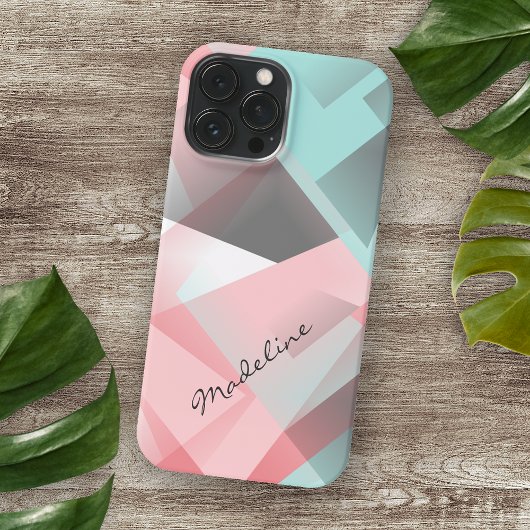 Pastel Roze Mintgroene Grijze Mozaïek Patroon Case-Mate iPhone Case