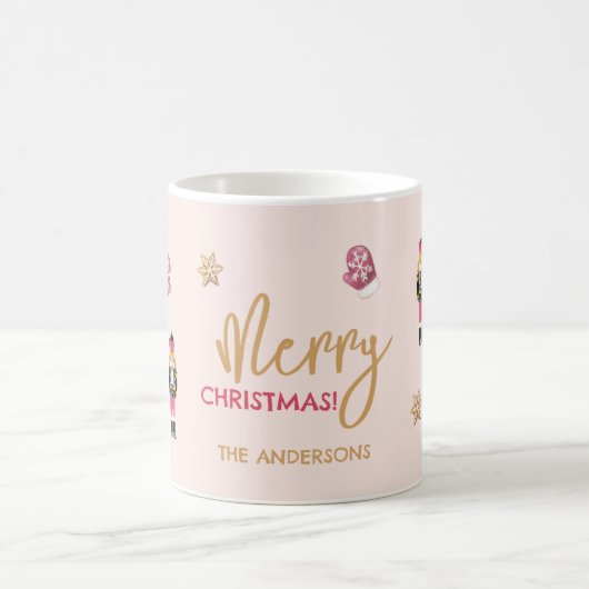 Pastel roze modern kerstpatroon koffiemok (Center)