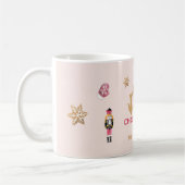 Pastel roze modern kerstpatroon koffiemok (Links)