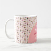Pastel roze modern kerstpatroon koffiemok (Links)