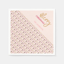 Pastel Roze Moderne Kerstpatroon Servet