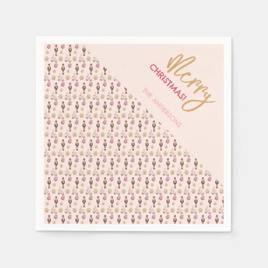 Pastel Roze Moderne Kerstpatroon Servet (Voorkant)