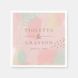  pastel roze moderne kunst servet