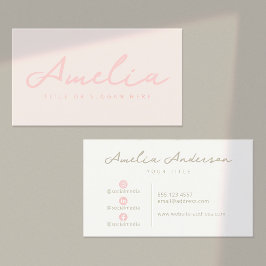 Pastel Roze Moderne Professionele Sociale Media Visitekaartje