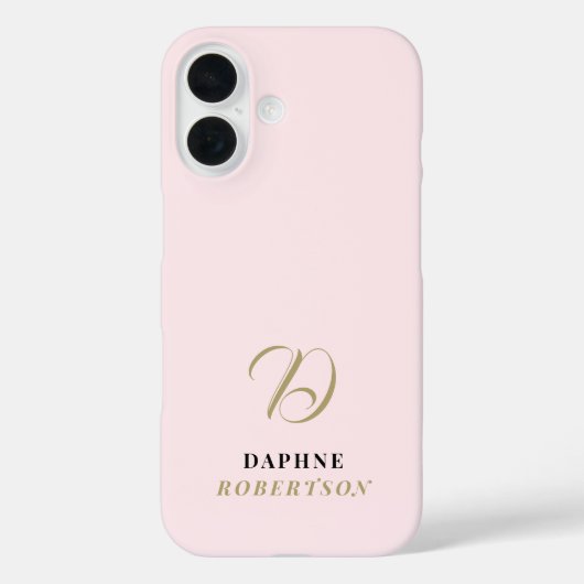 Pastel Roze Monogram Gouden Initiaal Zwarte Naam C Case-Mate iPhone Case (Achterkant)