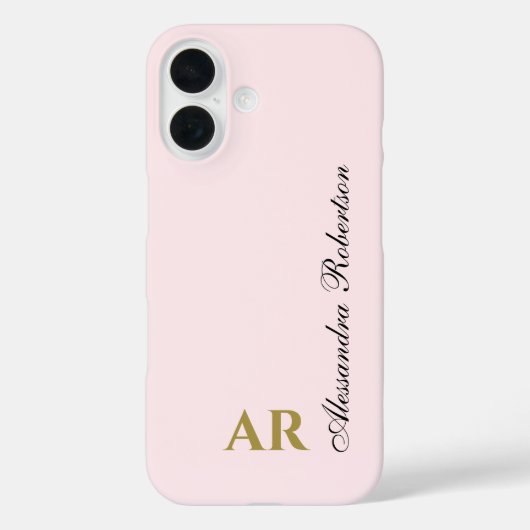 Pastel Roze Monogram Minimalistisch Elegant Goud Z Case-Mate iPhone Case (Achterkant)