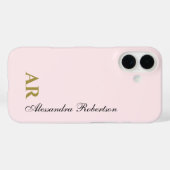Pastel Roze Monogram Minimalistisch Elegant Goud Z Case-Mate iPhone Case (Achterkant (horizontaal))