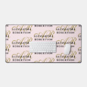 Pastel Roze Monogram Patroon Stijlvol Goud Zwart Bureaumat (Keyboard & Muis)
