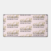 Pastel Roze Monogram Patroon Stijlvol Goud Zwart Bureaumat (Voorkant)