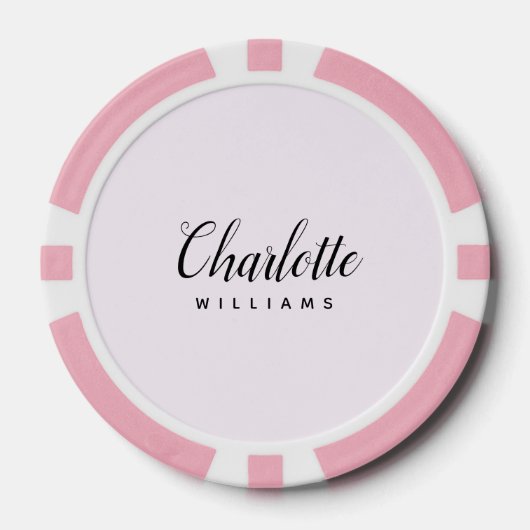 Pastel Roze Monogram Poker Chips – Custom Design (Voorkant)
