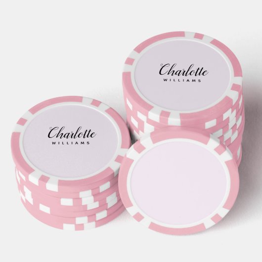 Pastel Roze Monogram Poker Chips – Custom Design (Opstapeling)