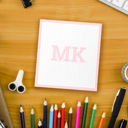 Pastel roze monogram puntrooster notitieblok