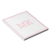 Pastel roze monogram puntrooster notitieblok (Schuin)