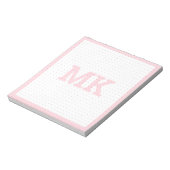 Pastel roze monogram puntrooster notitieblok (Linkerzijde)