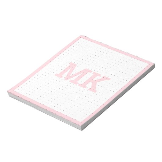 Pastel roze monogram puntrooster notitieblok (Linkerzijde)