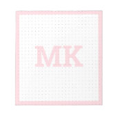 Pastel roze monogram puntrooster notitieblok (Voorkant)