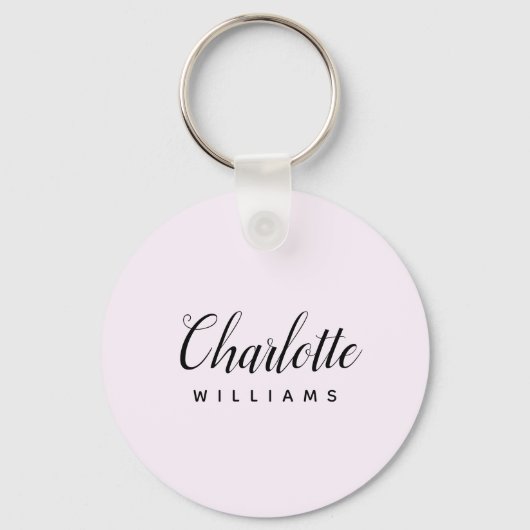 Pastel Roze Monogram Sleutelhanger – Minimalistisc (Voorkant)